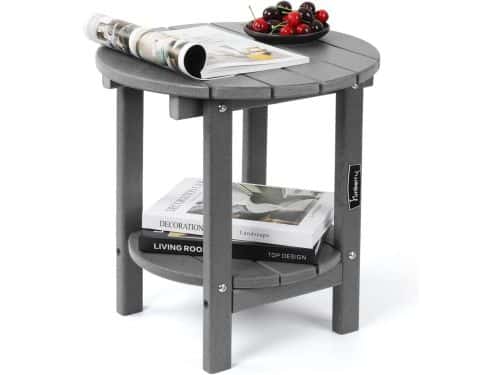 Ronde Bijzettafel voor Buiten met 2 Niveaus - Weerbestendig Polywood