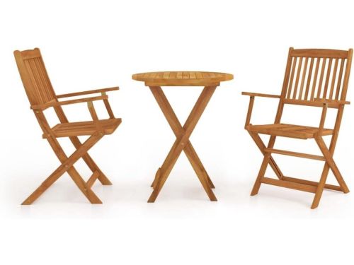 Ronde Bistroset 3-delig - Acacia Hout - Inklapbaar Buitenmeubilair