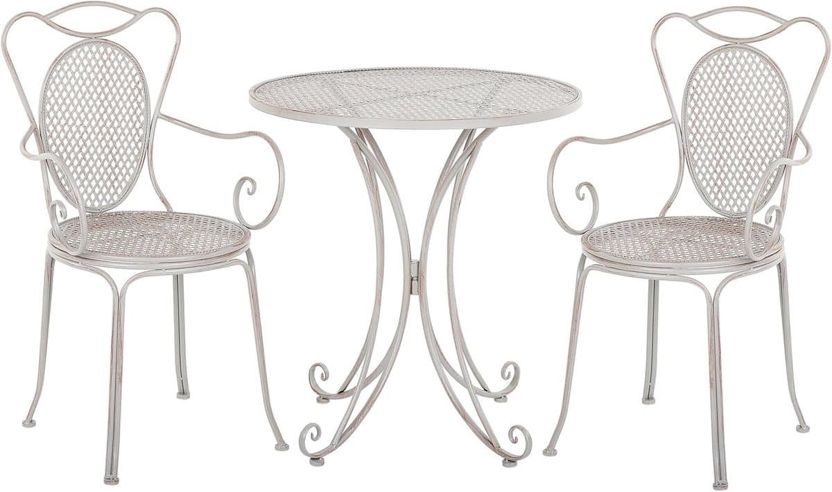 ronde bistroset met 2 metalen stoelen voor balkon en terras