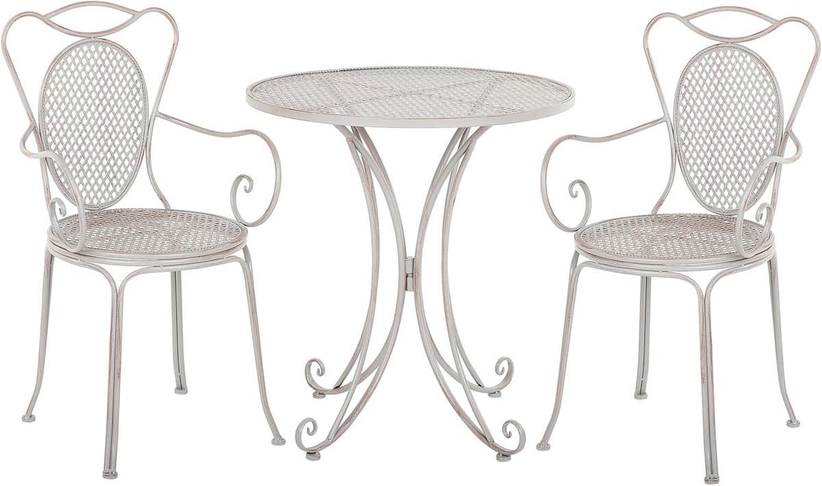ronde bistroset met 2 metalen stoelen voor balkon en terras
