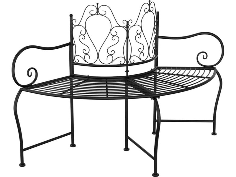 Ronde Boombank van Zwart Staal, 150 cm Breed