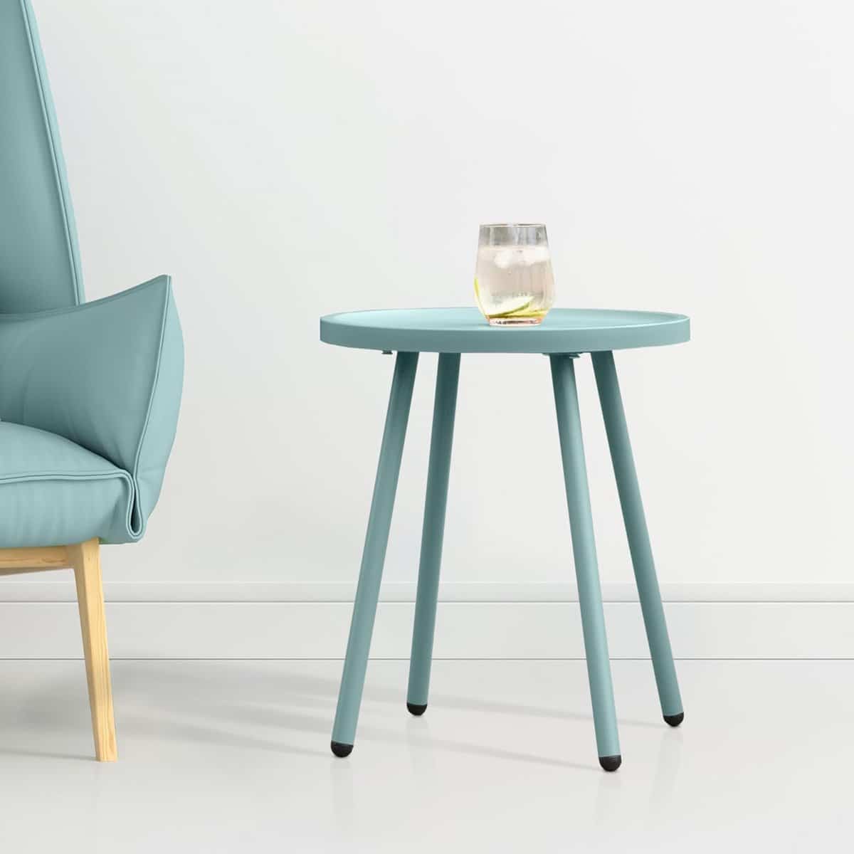 ronde buiten bijzettafel blauw uv bestendig tuin en balkontafel