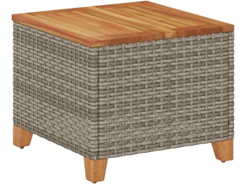 Ronde Buiten Bijzettafel Poly Rattan en Acaciatafel voor Tuin