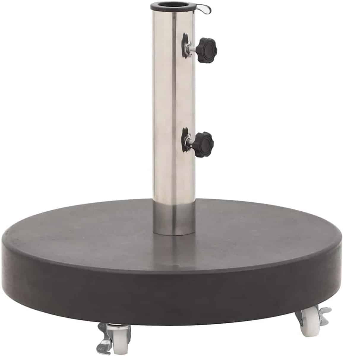 ronde granieten parasolvoet 30 kg stabiele parasolstandaard met wielen
