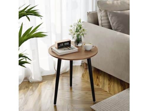 Ronde Houten Bijzettafel in Scandinavische Stijl - Compact en Praktisch