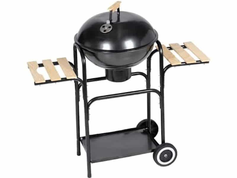 Ronde Houtskoolbarbecue met Wielen en Zijtafels - Tuin BBQ voor