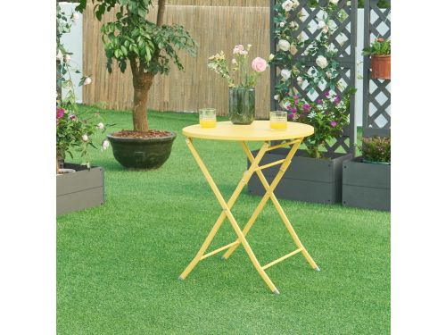 Ronde Klaptafel voor Buiten 71xØ62 cm - Geel Tuin &