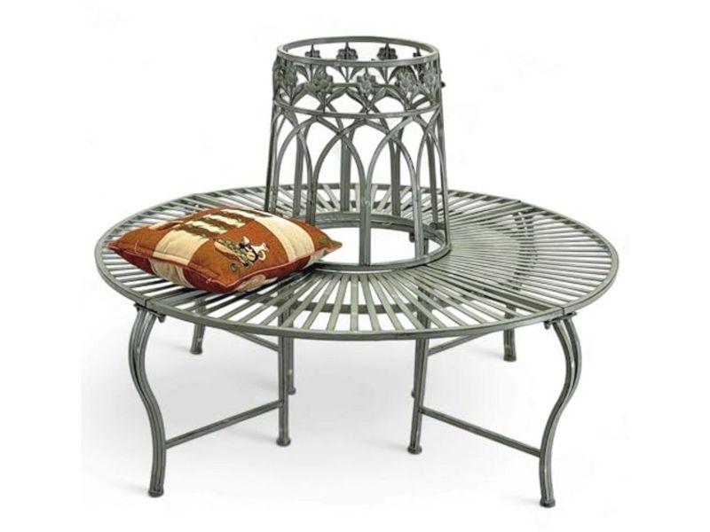 Ronde Metalen Tuinbank - Weerbestendig Grijs - Ø 120 cm