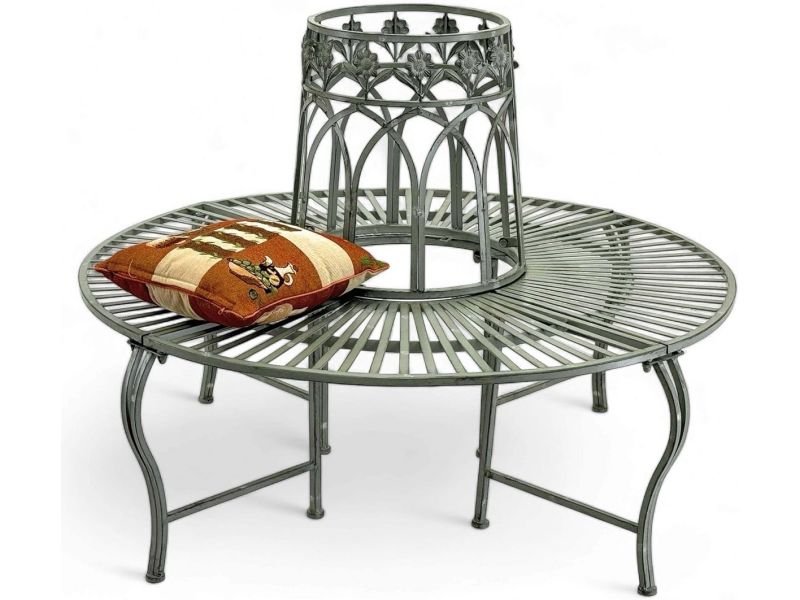 Ronde Metalen Tuinbank - Weerbestendig Grijs - Ø 120 cm