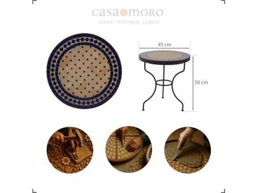 Ronde Mozaïek Bijzettafel met IJzeren Frame voor Tuin en Woonkamer