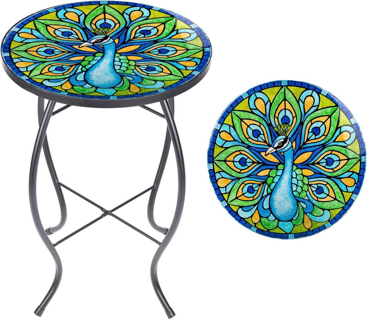 ronde mozaïek bijzettafel voor buiten groen