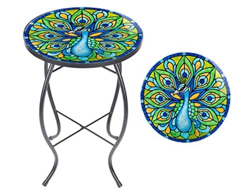 Ronde Mozaïek Bijzettafel voor Buiten - Groen