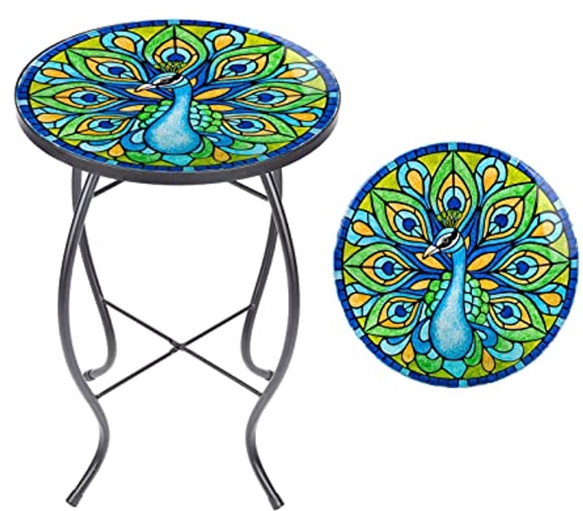 ronde mozaïek bijzettafel voor buiten groen