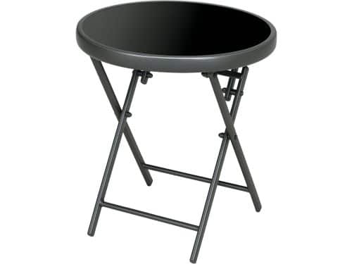 Ronde Opvouwbare Bijzettafel met Marmerlook Glas voor Tuin en Balkon