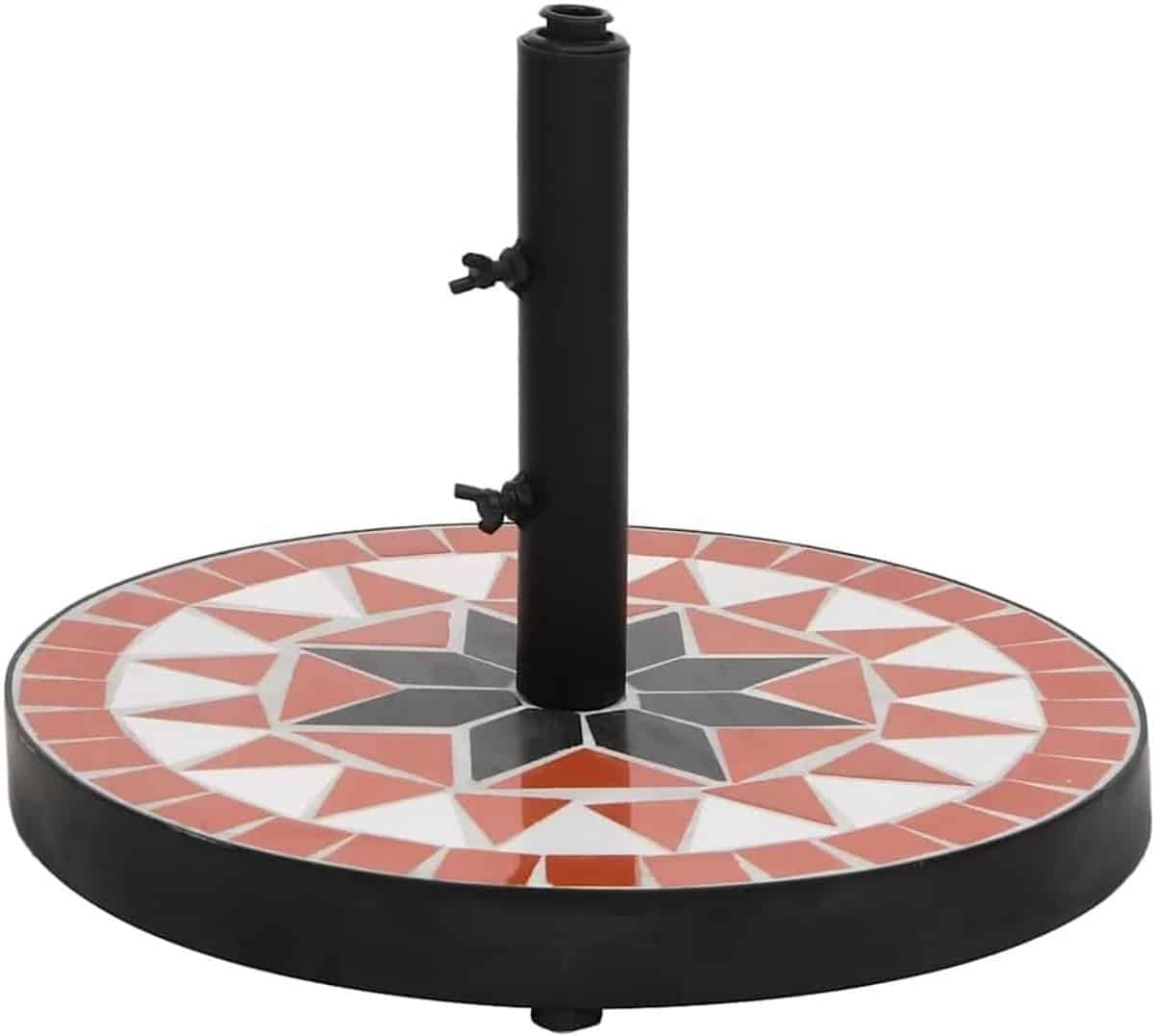 ronde parasolvoet 12 kg terracotta en wit keramiek