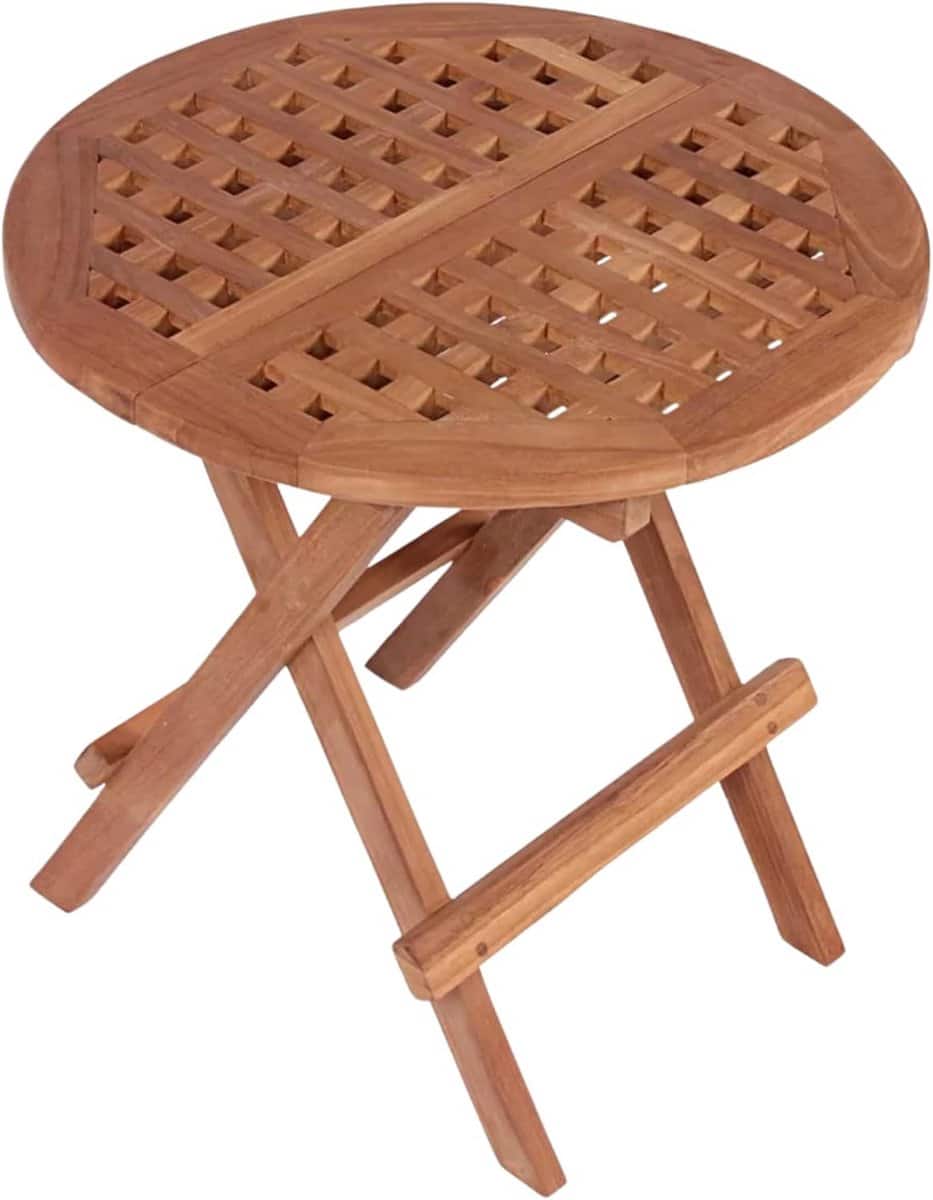 ronde teak bijzettafel voor tuin en balkon 50 x