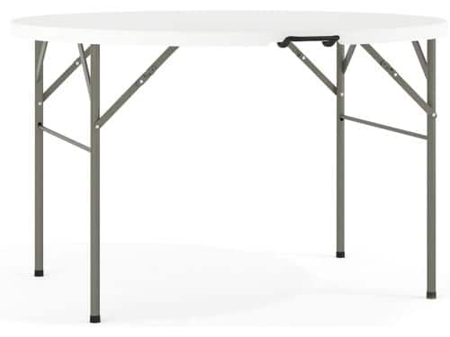 Ronde witte klaptafel 121,7 cm dubbel scharnierend kunststof