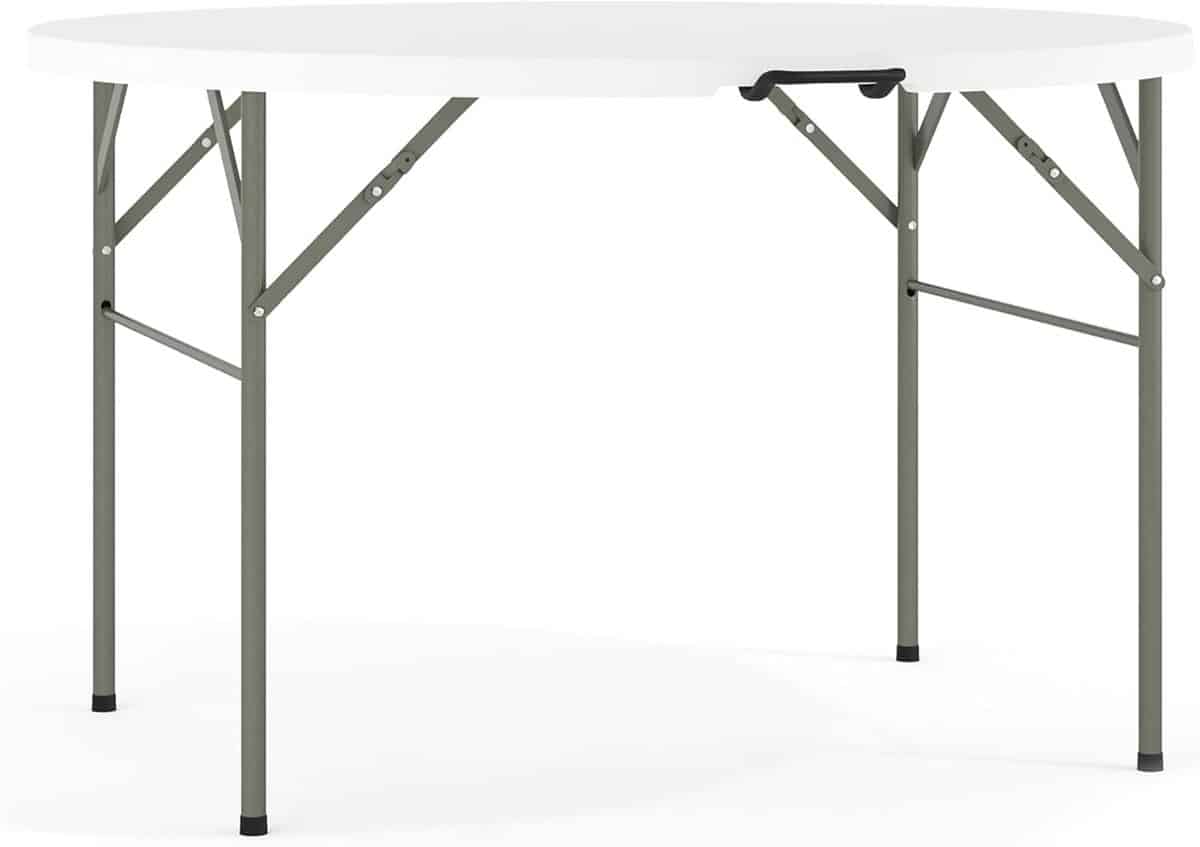 ronde witte klaptafel 121,7 cm dubbel scharnierend kunststof