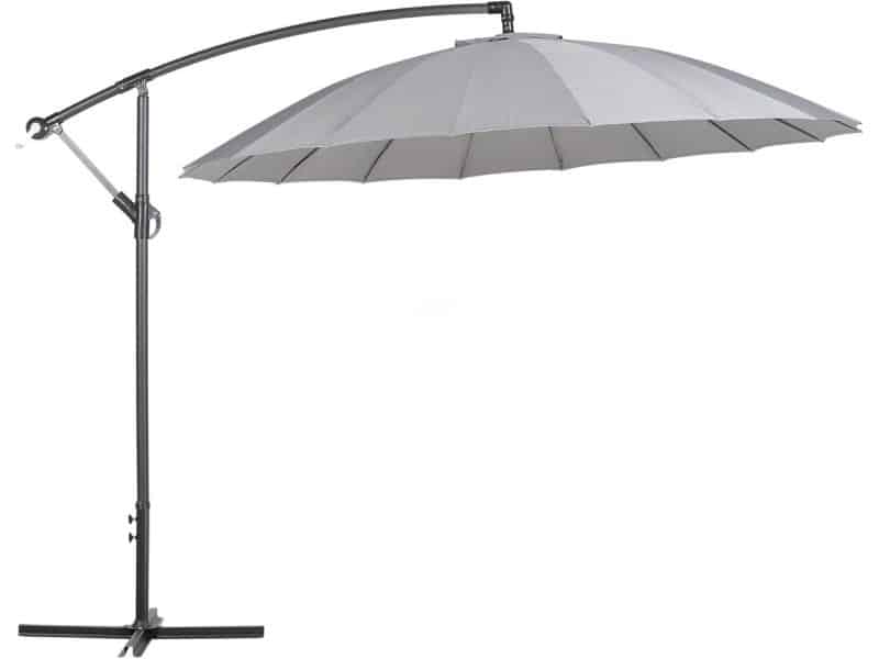 Ronde zweefparasol donkergrijs polyester UV-bescherming 268 cm