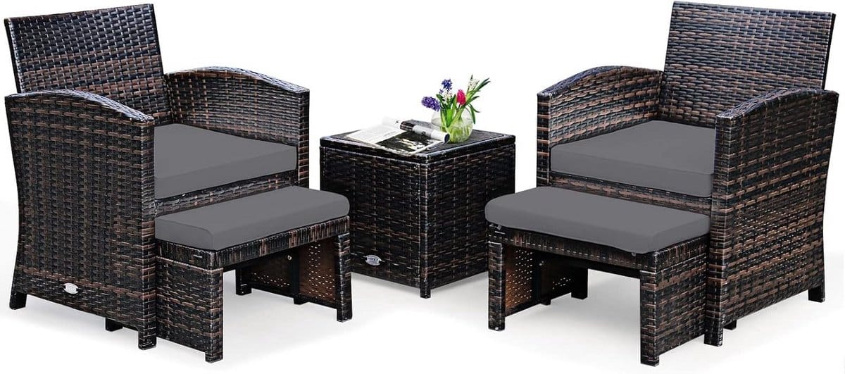 rotan balkonset 3 delig voor 2 personen inclusief krukken en