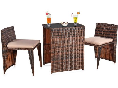 Rotan Barset Tuinset 3 Delig voor Balkon en Tuin