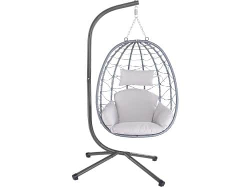 Rotan hangstoel Aria - Grijs - Incl. onderstel