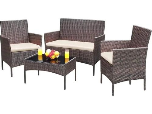 Rotan Lounge - Tuinmeubelset - Tafel - Stoel - Bank