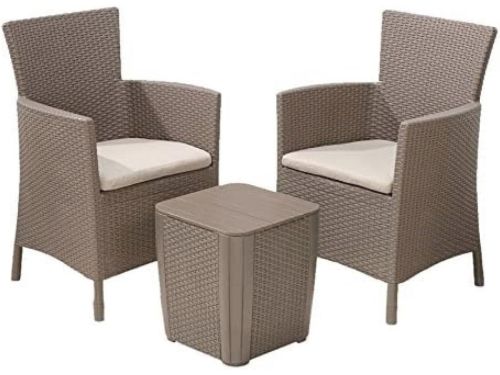 Ruimtebesparende Rattan Balkonset - 3-delig Beige Tuinmeubilair