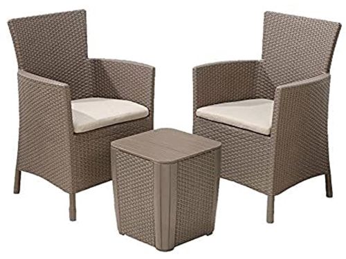 Ruimtebesparende Rattan Balkonset - 3-delig Beige Tuinmeubilair