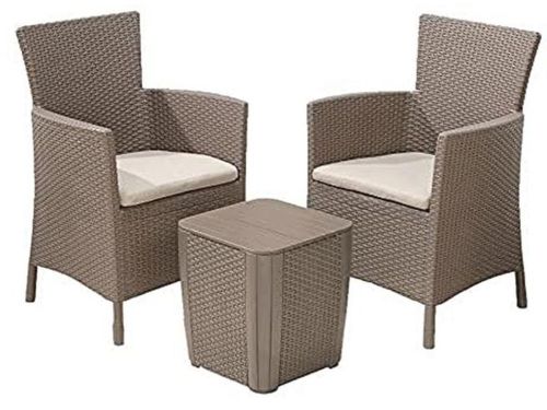 Ruimtebesparende Rattan Balkonset - 3-delig Beige Tuinmeubilair