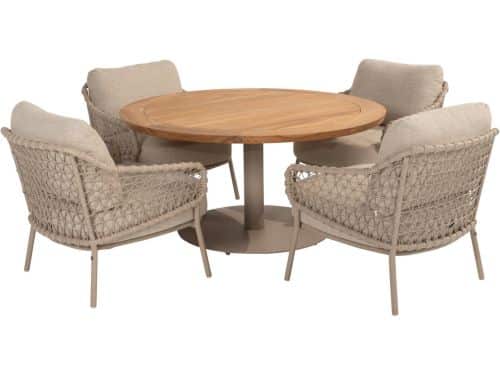 Saba Sardinia low dining tuinset 5 delig 130 cm rond