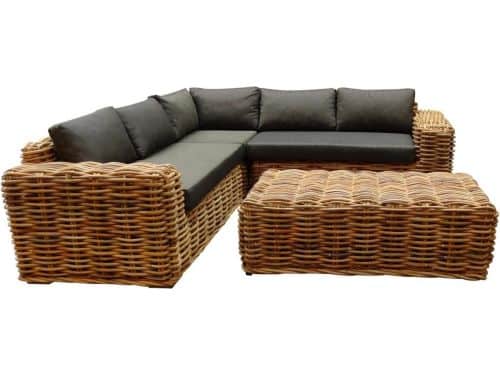 Sabuga hoek loungeset 4 delig naturel rotan
