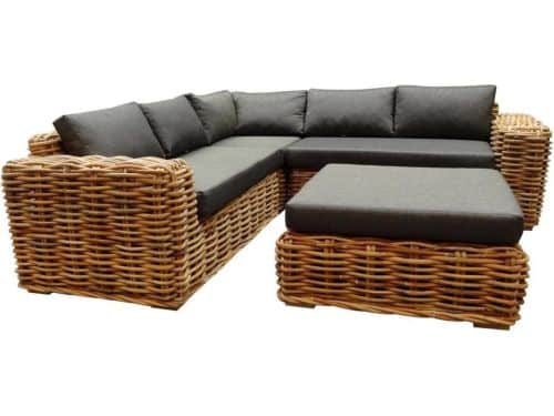 Sabuga hoek loungeset 4 delig naturel rotan