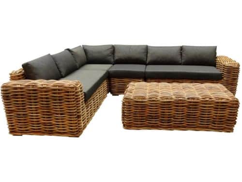 Sabuga hoek loungeset 5 delig naturel rotan