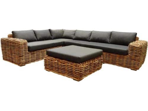 Sabuga hoek loungeset 5 delig naturel rotan