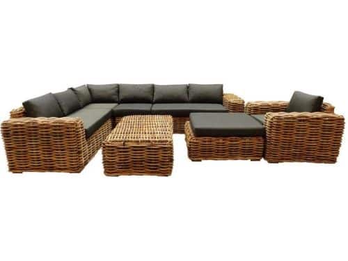 Sabuga hoek loungeset 7 delig naturel rotan