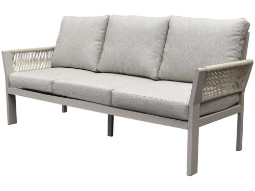 Saigon 3-zitsbank aluminium latte soft grey kussens