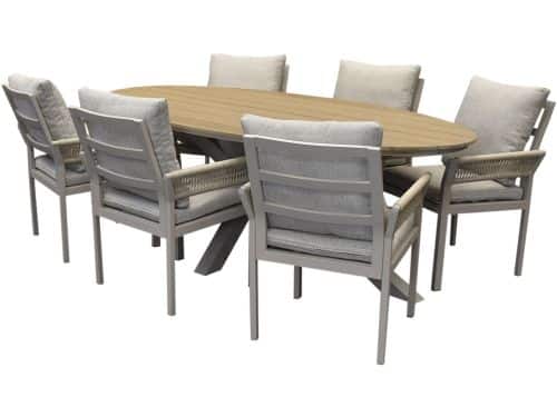 Saigon Salvador dining tuinset ovaal 220x115xH75 cm 7 delig polywood