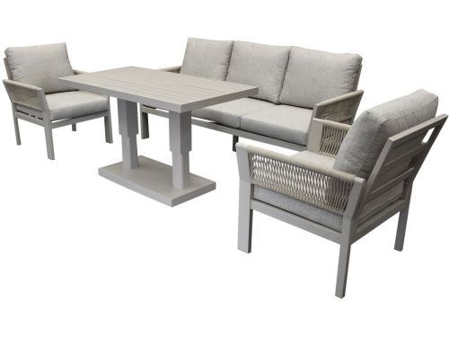 Saigon stoel bank dining loungeset 4 delig verstelbare tafel latte