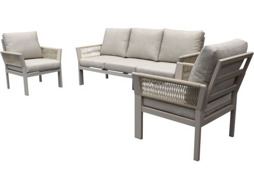 Saigon stoel bank loungeset 3 delig latte zand aluminium