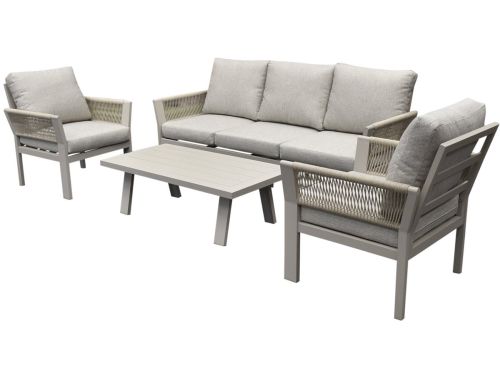 Saigon stoel bank loungeset 4 delig latte zand aluminium