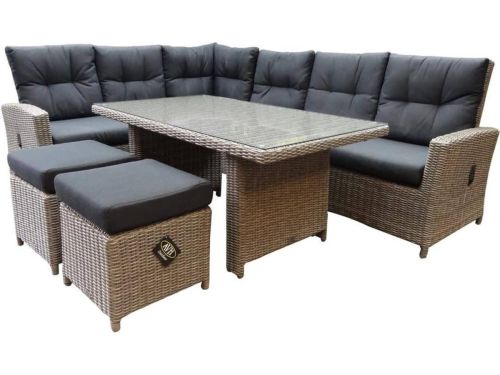 San Marino hoek dining loungeset verstelbaar 5-delig grijs