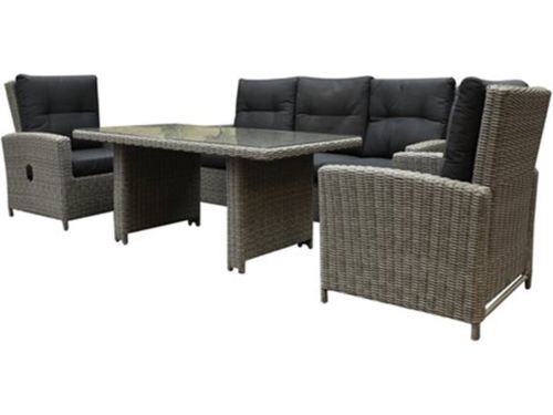 San Marino stoel bank dining loungeset 4 delig grijs verstelbaar