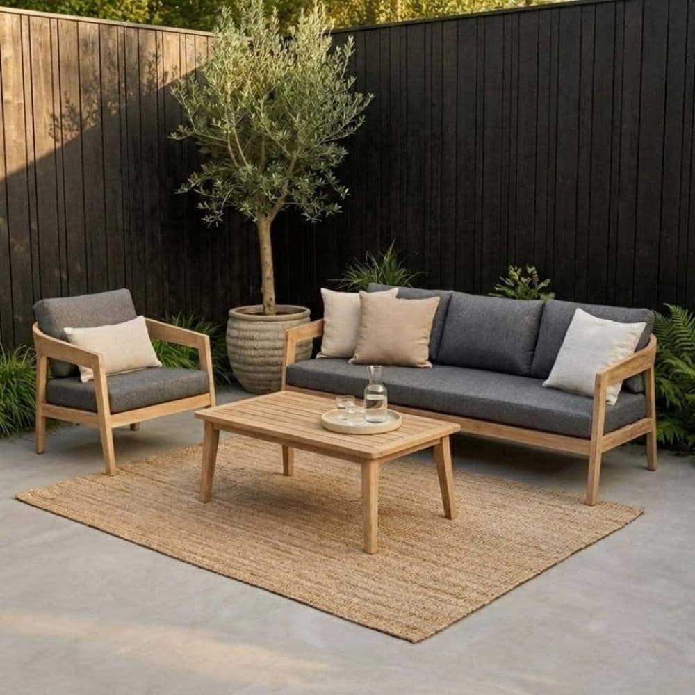 santa cruz stoel bank loungeset 4 personen | hardhout | light teaklook | 3 delig
