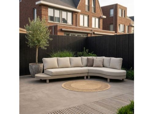 Santorini organische hoek loungeset 5 personen | aluminium | beige | 2-delig - 205x117cm