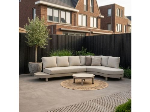 Santorini organische hoek loungeset 5 personen incl. tafel | aluminium | beige | 3-delig - 205x117cm