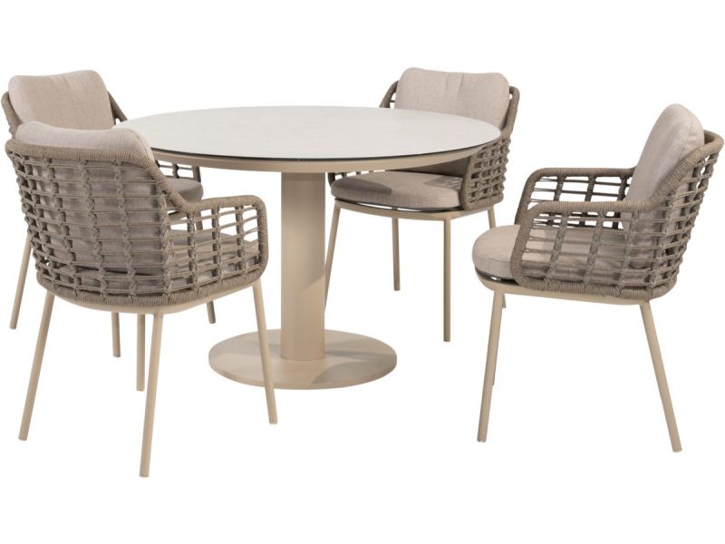 Sarah Puglia dining tuinset 120xH75 cm 5 delig keramiek latte