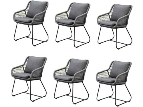 Savona dining tuinstoel rope grijs set van 6