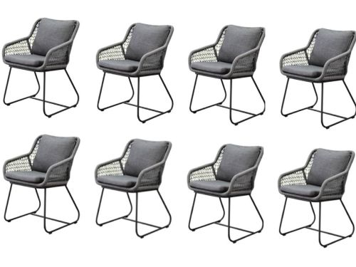Savona dining tuinstoel rope grijs set van 8