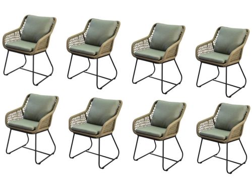 Savona dining tuinstoel rope olijf groen set van 8